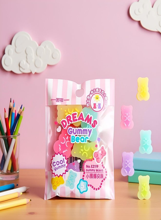 GANPUB 5 Pcs Colorful Cute Erasers - Gummy Bear Cabochons | Cartoon Bear Pencil Erasers | Erasers Animals | Interactive Eraser Pets | Stationery Supplies and School Reward - Image 4